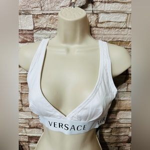 Versace White worded Bralette sz 3 NWT large